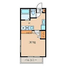 ＳＵＮハイツ 2階1Kの間取り