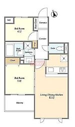 アプリーレ南荻窪 2階1SLDKの間取り
