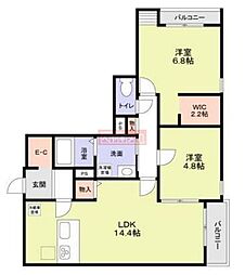 ヒンメルブラウ野方 1階2LDKの間取り