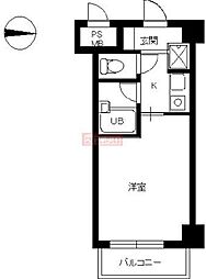スカイコート中野 6階1Kの間取り