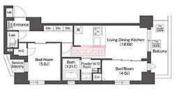 バウスフラッツ高円寺 3階2LDKの間取り