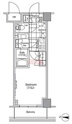 ザ・パークハビオ高円寺 2階1Kの間取り