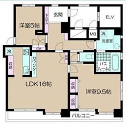 クレスト高円寺 8階2LDKの間取り