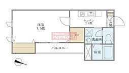 エバーハイツ 1Kの間取図画像