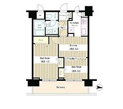 コンチェルト杉並 2DKの間取図画像
