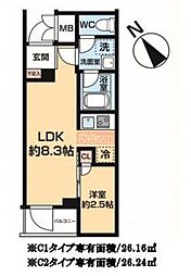 ハーモニーレジデンス中野若宮 1LDKの間取図画像