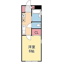 parco vista 岸町 2階1Kの間取り