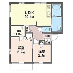 グリーハイツ 2LDKの間取図画像
