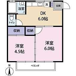 グランドゥール元町2 2DKの間取図画像