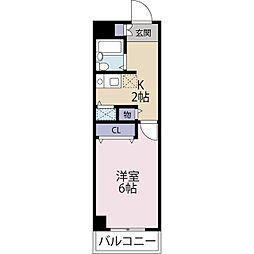 北浦和パークハイツ 1Kの間取図画像