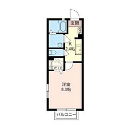 リッター2 1Kの間取図画像