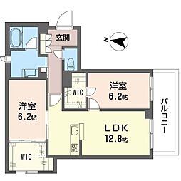 ルトリコ浦和 II 2LDKの間取図画像