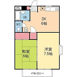 グリーンハイツ 2DKの間取図画像