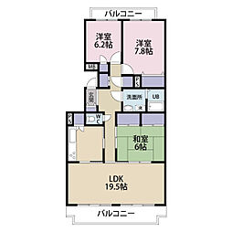 パームハイツ3 3LDKの間取図画像