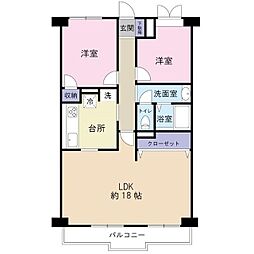 イーストサイドパレスT&T 2LDKの間取図画像
