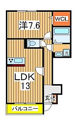 フォレステージＢ棟 1階1LDKの間取り