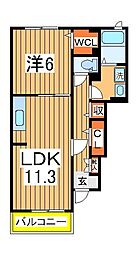 シオン2Ｂ 1階1LDKの間取り