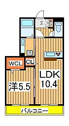 クレシアコート 1階1LDKの間取り
