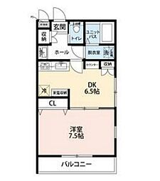 ドミール桐ケ谷 2階1DKの間取り