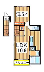 ノイクラール 2階1LDKの間取り