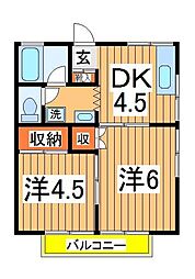野々下グリーンハイツ 2DKの間取図画像
