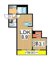 ソーレIII 1LDKの間取図画像