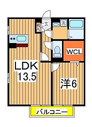 グランモア高野台 1LDKの間取図画像