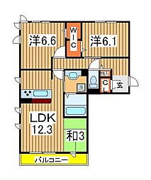 コンフォールコート2 2LDKの間取図画像