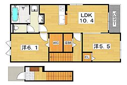 K‘s HOMEII 2階2LDKの間取り
