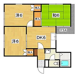 レジデンス楠葉 1階3DKの間取り