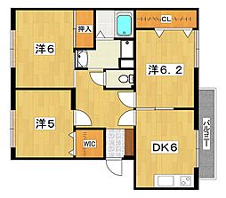 バンブーハイム 1階3DKの間取り