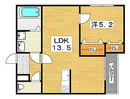 シエーナ楠葉ジェミオス 3階1LDKの間取り
