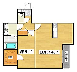 シエーナ楠葉ジェミオス 2階1LDKの間取り