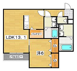 シエーナ楠葉ジェミオス 3階1LDKの間取り
