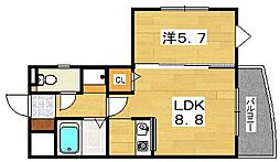 リーガルエクセレント 2階1LDKの間取り