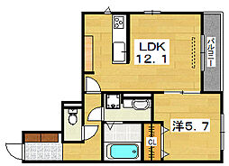 サクラ・リアント樟葉 1LDKの間取図画像