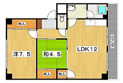 伸晃マンション 2LDKの間取図画像