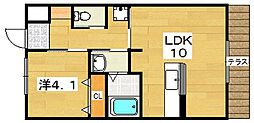 ユニヴァリィサンシャイン 1LDKの間取図画像