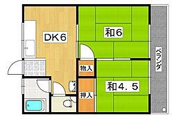 乾マンション 2DKの間取図画像