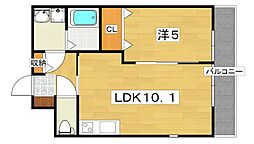 カーサフェリーチェ 1LDKの間取図画像