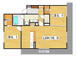 T-residence楠葉 2LDKの間取図画像