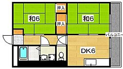 サンコーポ赤井 2DKの間取図画像