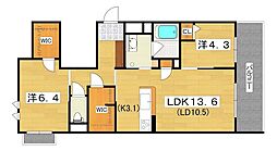 シャーメゾン ブルーム 楠葉 2LDKの間取図画像