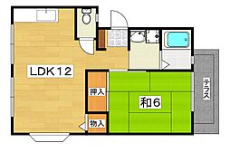 アスターハイツ2番館 1LDKの間取図画像