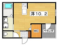 アールコート枚方東田宮 3階ワンルームの間取り