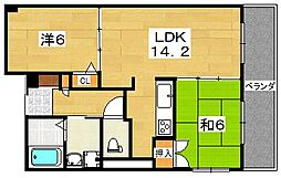 フラン・スラージュ枚方 3階2LDKの間取り