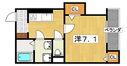 グラシオッソ 3階1Kの間取り
