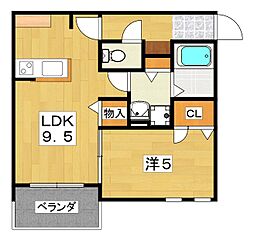 ソアレ牧野駅前 1階1LDKの間取り
