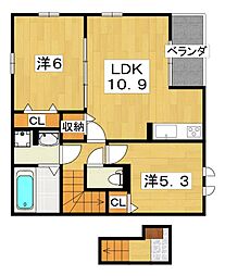 ニュアージュ　ブルー 2階2LDKの間取り