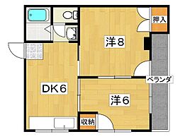 メゾン天の川 2DKの間取図画像